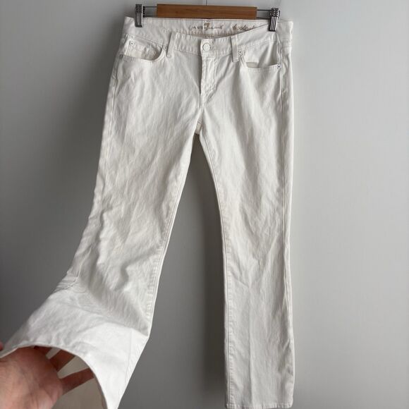 7 for All Mankind Jeans Women's 28 Bootcut White Denim Flare Low Rise 28x33 - Picture 2 of 9